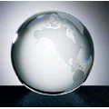 Optic Crystal World Globe with Flat Bottom (4")